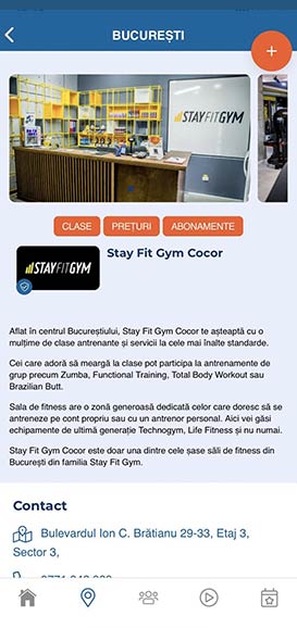 Aplicatie mobil sali fitness - UPfit Romania